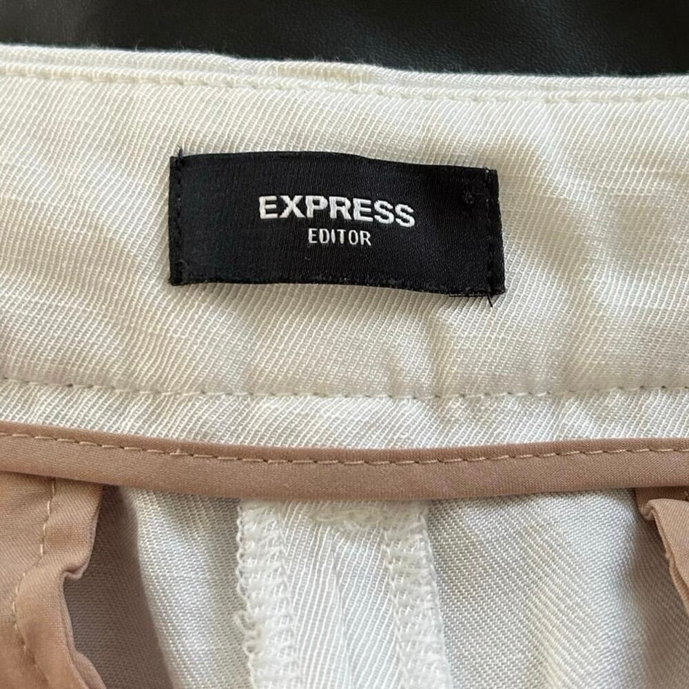 Express Editor Linen Wide Leg Pants White High Rise Office Size 10 - Picture 5 of 8